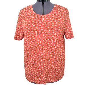 Gudrun Sjödén Orange & Pink Floral Short Sleeved Women's Top Sz XXL